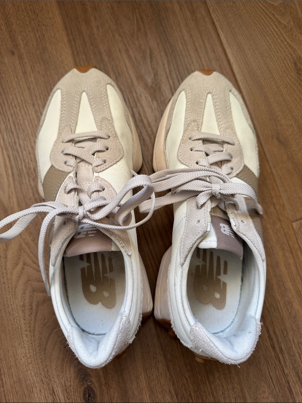 New Balance 327 Women's Tan Cream Suede Mesh Sneakers